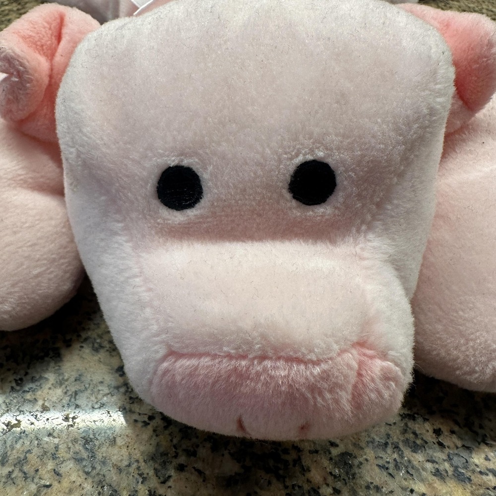 Vintage 1994 Ty Pink Pig Plush Laying Stuffed Animal Small Bow Soft Cute‎ Toy